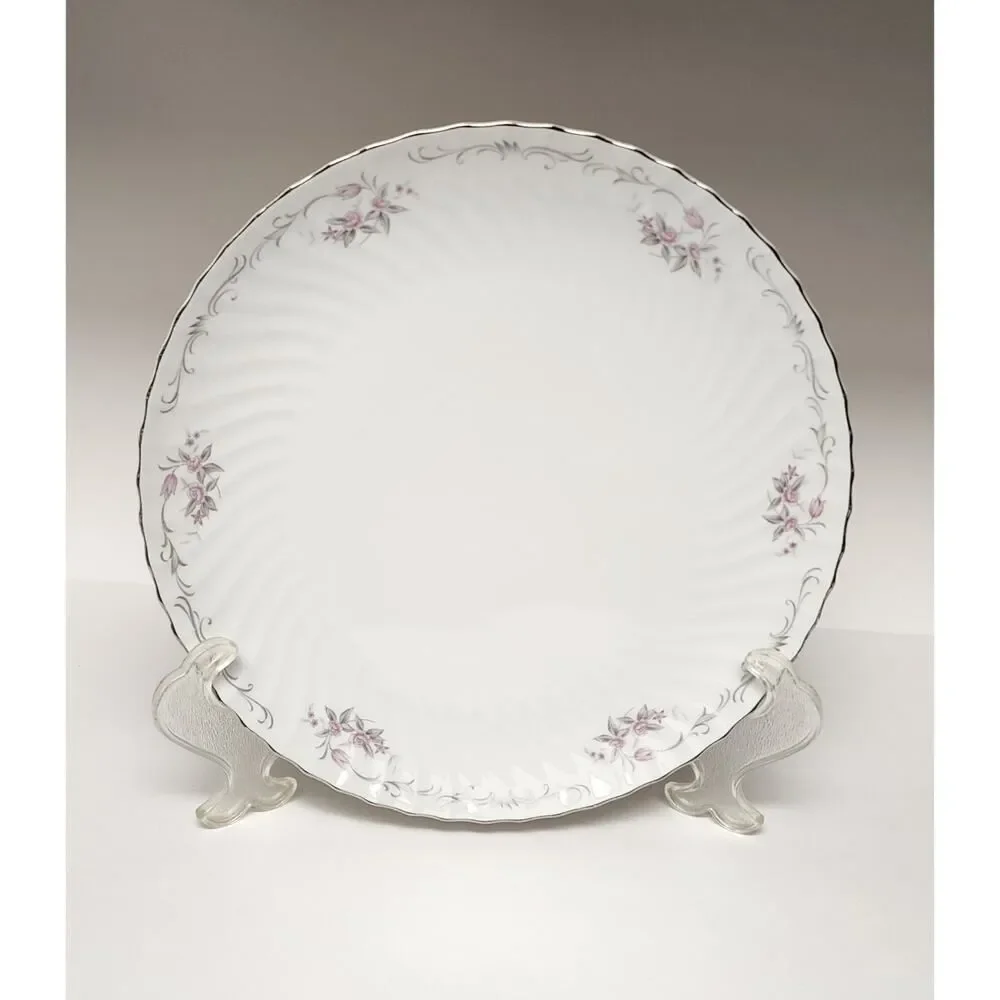 Gold Standard White Silver & Pink /1 Round & 3 Oval Serving Platter